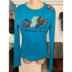 CALIFORNIA VINTAGE TURQUOISE MOTO BIKER LONG SLEEVED TEE 90's